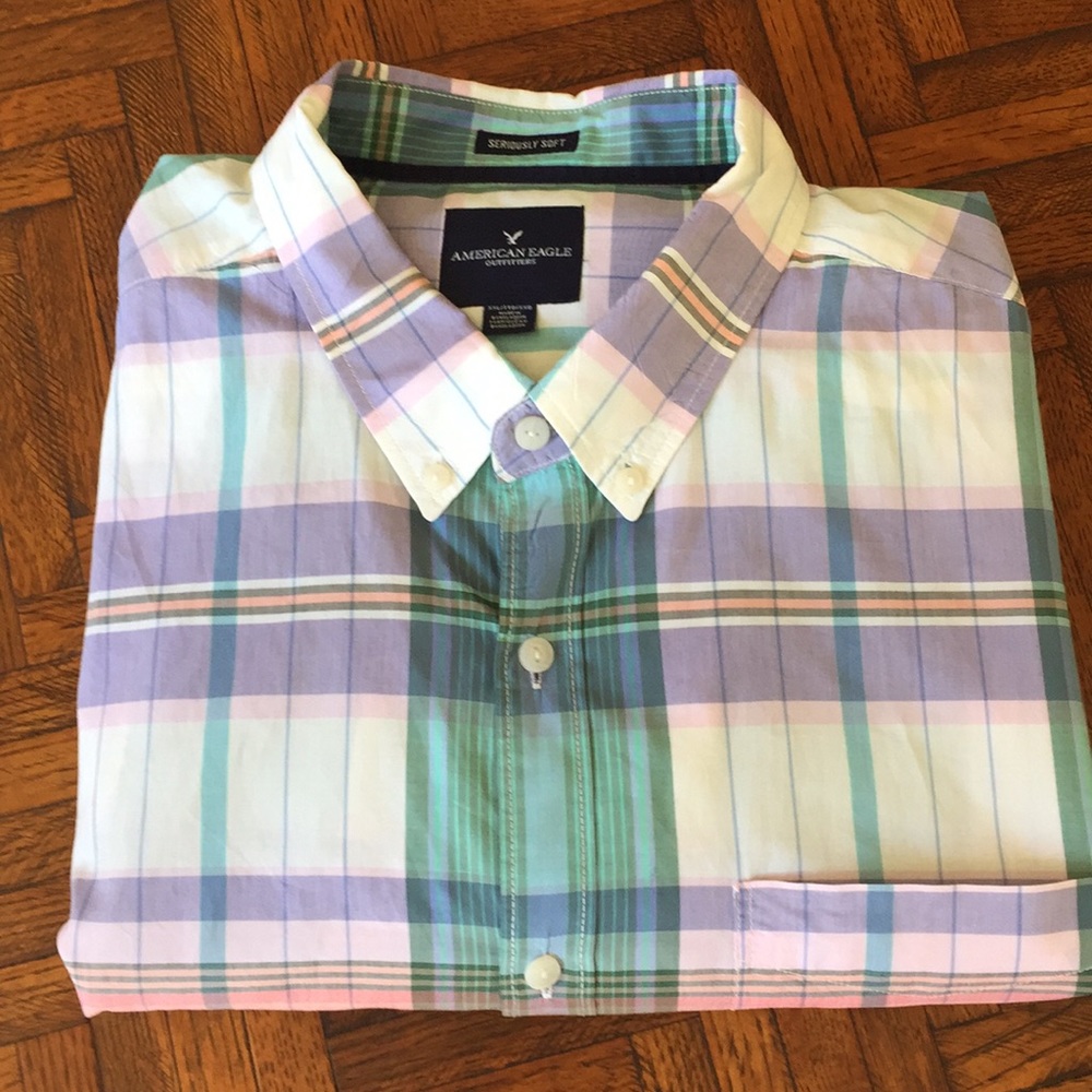 Men’s AEO Plaid Button Down XXL